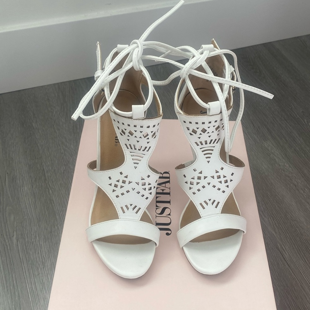 Justfab white heels